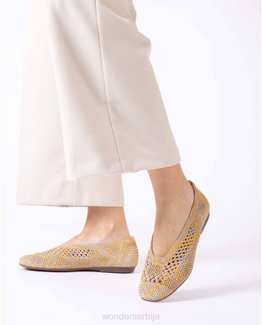 мостаза жута бруна балет пумпа Жене Wonders 2NZV147 обућа