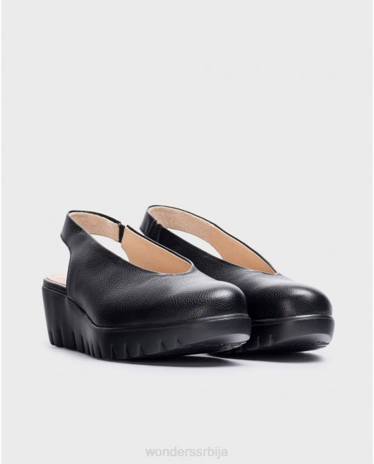 црна кожна ципела без леђа Жене Wonders 2NZV272 обућа