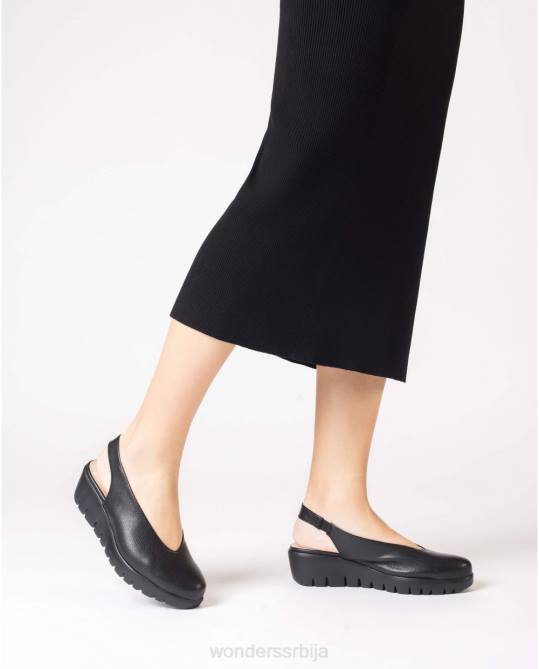 црна кожна ципела без леђа Жене Wonders 2NZV272 обућа