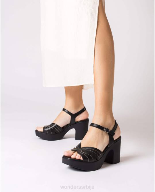 црна црна лекси сандале Жене Wonders 2NZV116 обућа