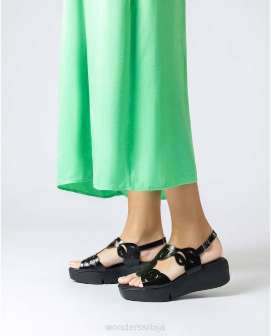 црна црна афро сандале Жене Wonders 2NZV225 обућа