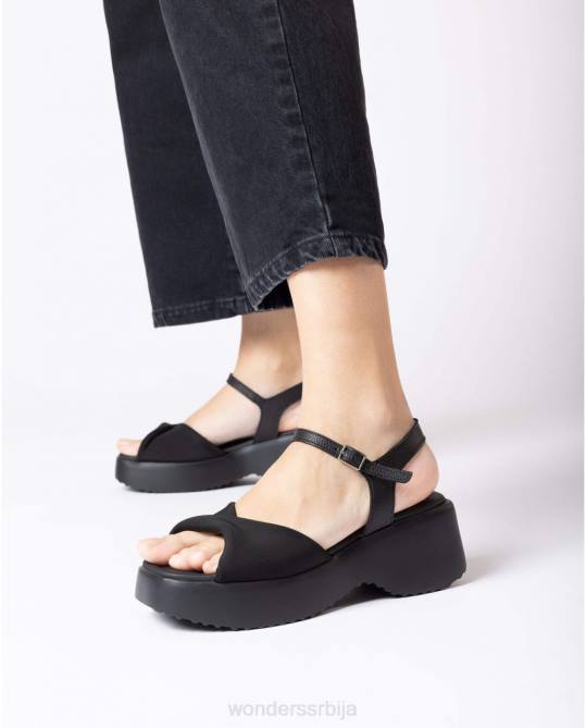 црна сандала од црне врбе Жене Wonders 2NZV306 обућа