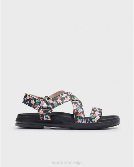 црна флорал ола сандала Жене Wonders 2NZV325 обућа