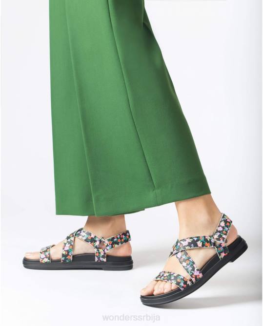 црна флорал ола сандала Жене Wonders 2NZV325 обућа