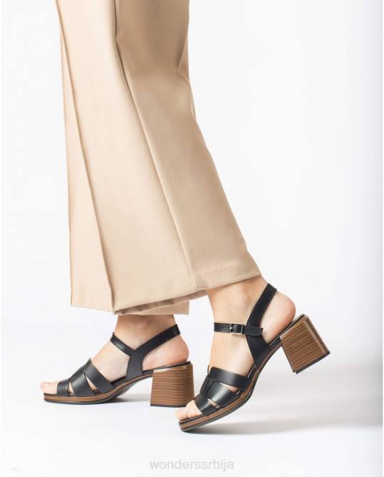 црна црна доп сандала Жене Wonders 2NZV327 обућа
