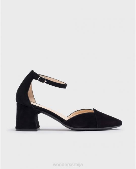 црне црне ципеле од антилоп плоча Жене Wonders 2NZV330 обућа