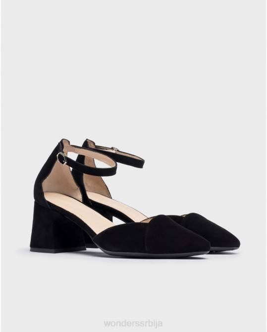 црне црне ципеле од антилоп плоча Жене Wonders 2NZV330 обућа