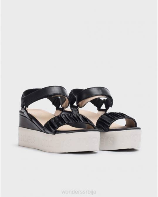 црна сандала од црне коже Жене Wonders 2NZV406 обућа