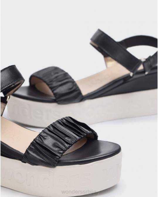 црна сандала од црне коже Жене Wonders 2NZV406 обућа