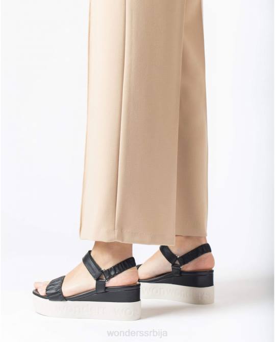 црна сандала од црне коже Жене Wonders 2NZV406 обућа