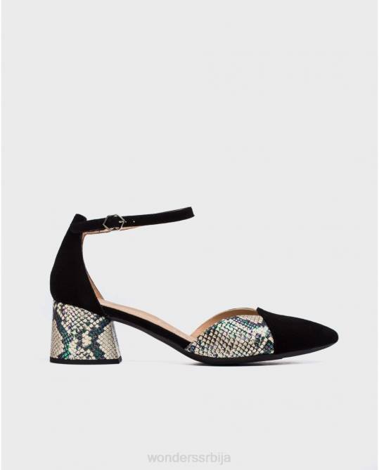 негро/офф ципела са високом потпетицом са каишом за глежањ Жене Wonders 2NZV434 обућа