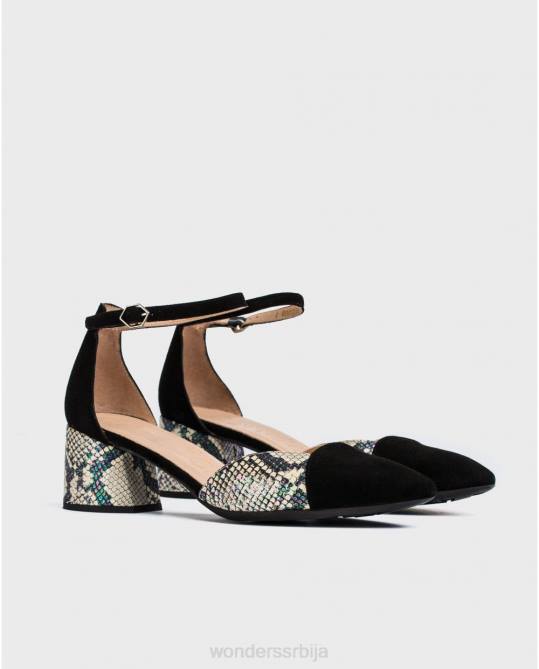 негро/офф ципела са високом потпетицом са каишом за глежањ Жене Wonders 2NZV434 обућа