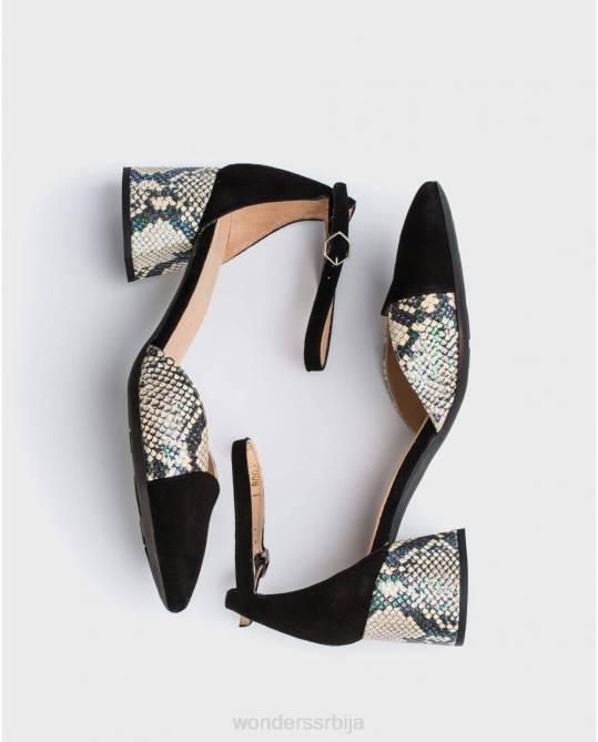 негро/офф ципела са високом потпетицом са каишом за глежањ Жене Wonders 2NZV434 обућа