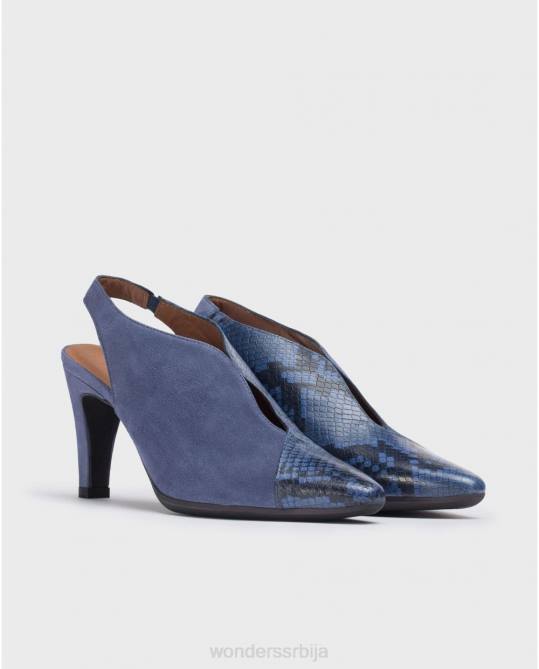 блут/мари кожна ципела у облику слова В Жене Wonders 2NZV436 обућа