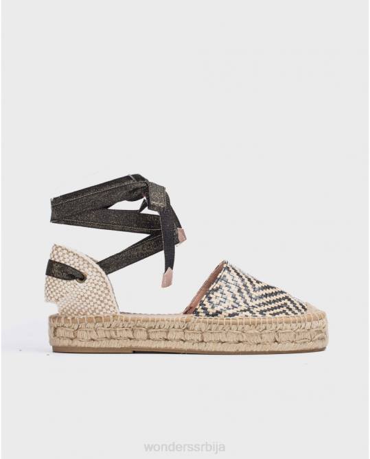 црна равна сандале од јуте Жене Wonders 2NZV89 обућа