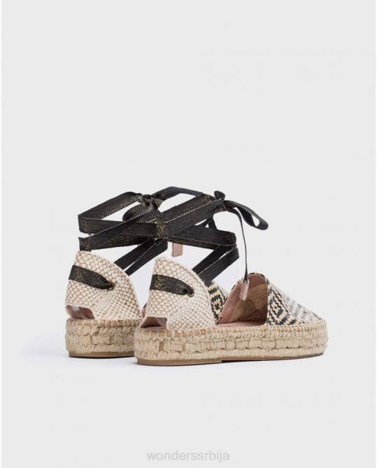 црна равна сандале од јуте Жене Wonders 2NZV89 обућа