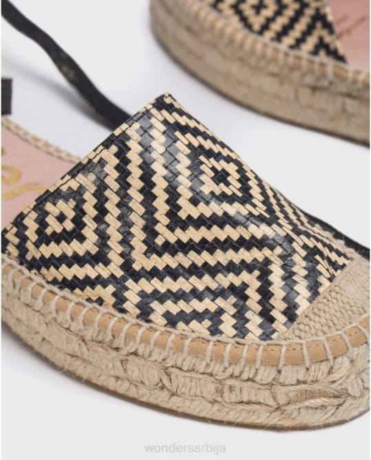 црна равна сандале од јуте Жене Wonders 2NZV89 обућа