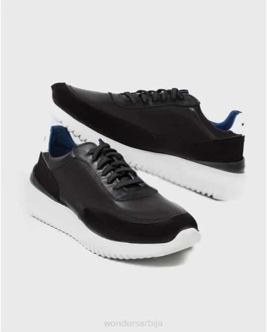 Негро/офф кожне патике са еластичним затварањем мушкарци Wonders 2NZV451 обућа