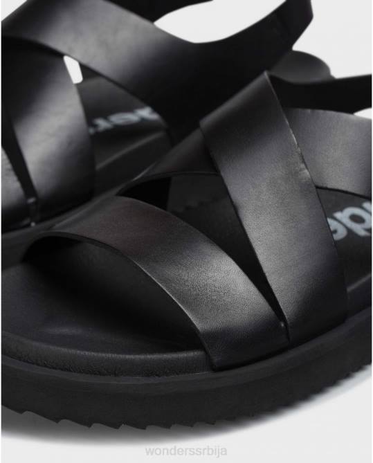 сандала од црначке коже са укрштеним нараменицама мушкарци Wonders 2NZV348 обућа